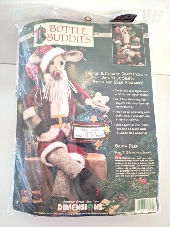 Dimensions Other - Bottle Buddies Santa Deer Dimenstions Craft Kit 13" 1997 #62125